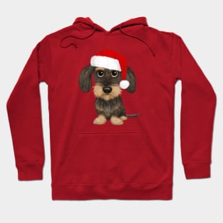 Wirehaired Dachshund with Santa Hat Cute Teckel Christmas Hoodie